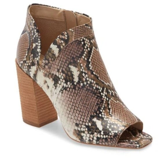 Vince Camuto Shoes - NEW Vince Camuto Fedrilla Open Toe Leather Kondia Bootie Bronze Snake Print 9.5